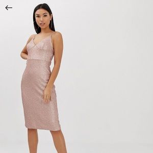 ASOS sequin Sami midi dress in pink